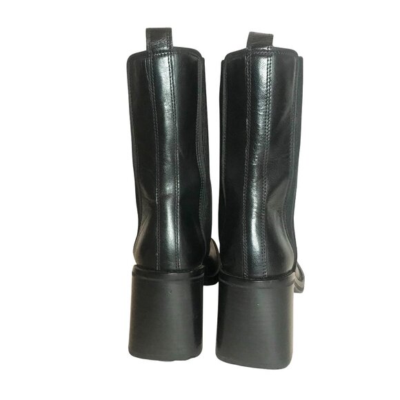 ASOS DESIGN Ranger heel Black Mid Calf Mid Heel Boots Womens 7 Pull On Elastic - Picture 4 of 12